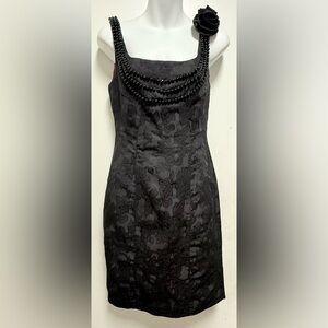 Muse Black Sheath Mini Dress Sleeveless Square Neck